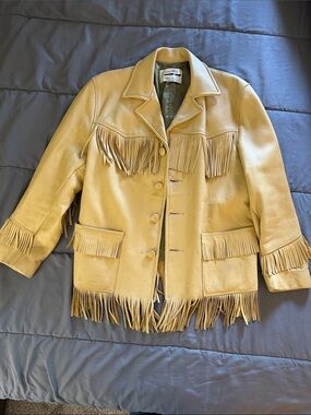 Fringed Yellow Leather Jacket - Vintage Style